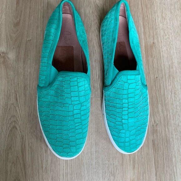 JOIE Women Huxley Tropical Green Croc Print Leather Slip On Loafers Shoes - Picture 2 of 9